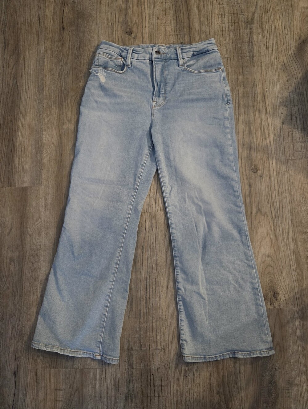 Good American Good Legs Crop Mini Bootcut Light Blue High Rise Jeans, 8 / 29